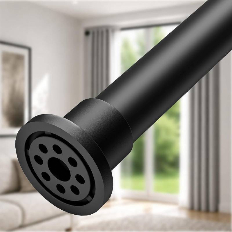 lot 401538 image: ALLZONE Tension Curtain Rod for Window, 83-123 Inches, Heavy Duty Curtain Rods No Drilling, Non-Slip Bathroom Shower Tension Rod, Renter Friendly, Adjustable, Spring Loaded, Extra Long, Black