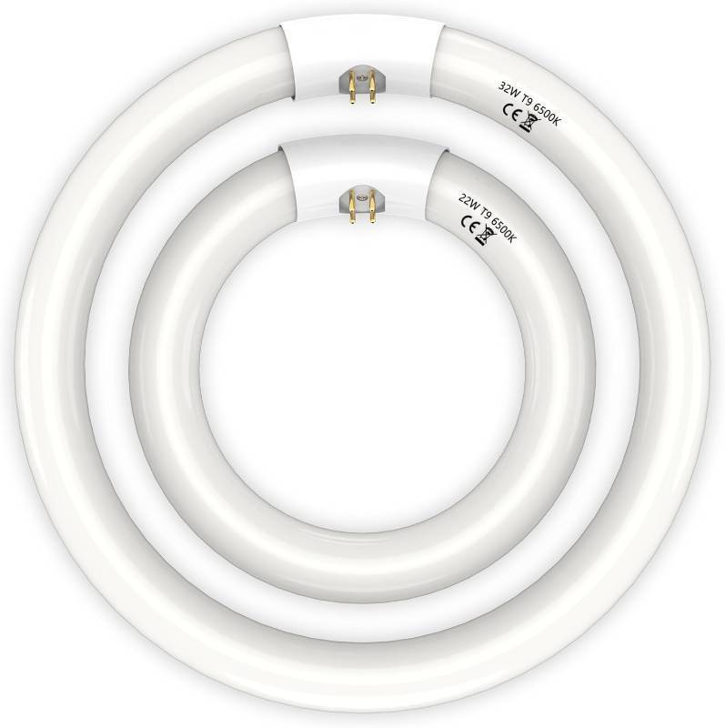 lot 371410 image: FC8T9 22W and FC12T9 32W Daylight Set, T9 22W Circular Light Bulb  8 T9 22W Circular Light Bulbs,12 32W Round Fluorescent Bulb, CRI 80, 6500K, G10q Prong, Circline Fluorescent Lamp