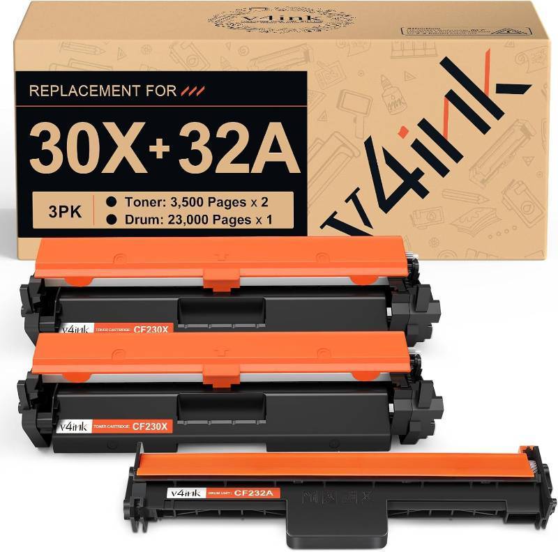 lot 261604 image: 30X CF230X Toner Cartridge 32A CF232A Drum Unit Combo, 3Pack (1Drum2Toner)  for M203d M203dn M203dw MFP M227fdn M227fdw Replacement for HP 30X CF230X Black Toner Cartridge CF232A 32A Imaging Drum Unit