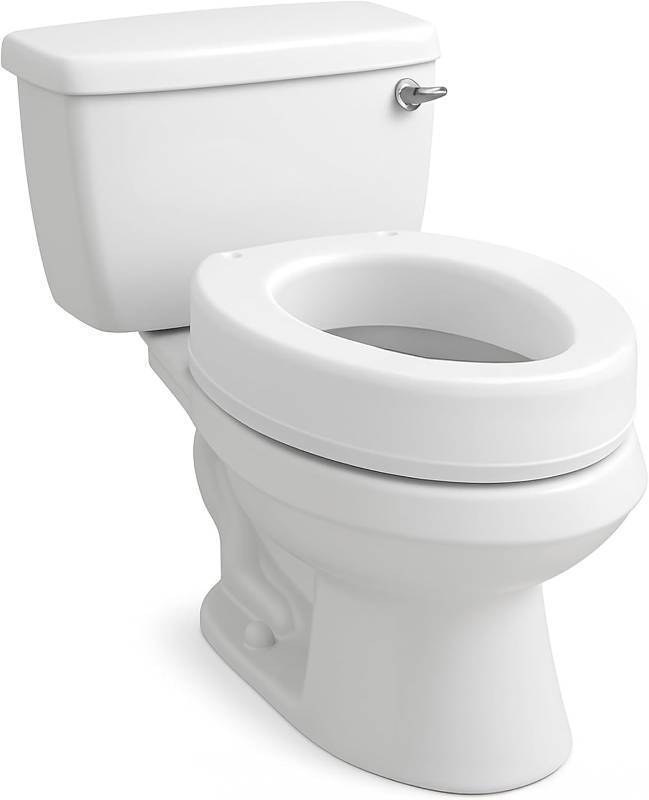 lot 461426 image: Carex Toilet Seat Riser, Elongated Raised Toilet Seat Adds 3.5 inches to Toilet Height, for Assistance Bending or Sitting, 300 Pound Weight Capacity Toilet Riser