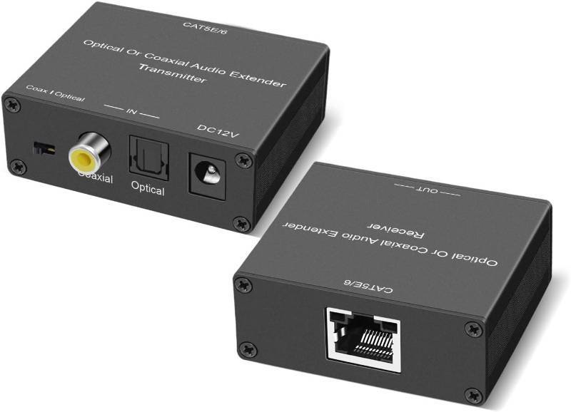 lot 452207 image: Digital Audio Extender Digital OpticalCoaxial Digital Audio ExtenderConverter Over Single Cat5e6 Cable (PoC) up to 500 Standard Supported for LPCM, DD5.1, DTS, and D True HD