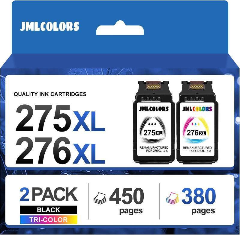 lot 142267 image: 275XL 276XL Ink Cartridge Replacement for Canon PG-275XL CL-276XL 275XL 276XL Compatible with PIXMA TS3522TR4720TS3722TR4722TS3500TR4700TS3720TS3520 (2 Pack1B1C)