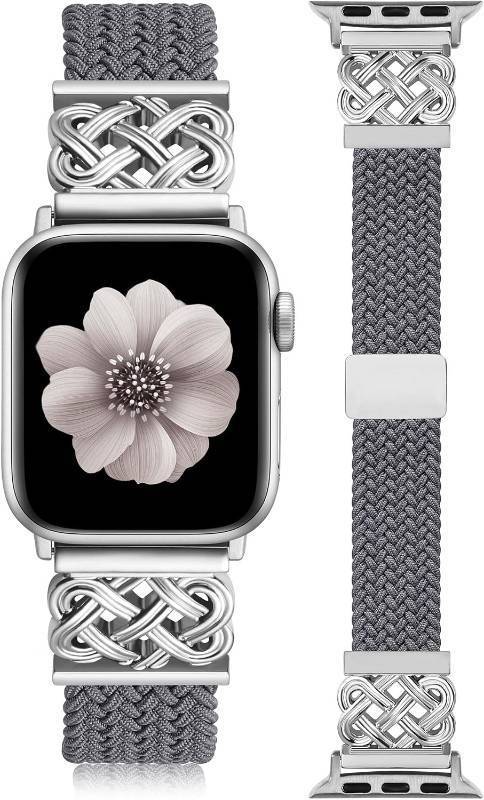 lot 342213 image: TOYOUTHS Thin Braided Magnetic Band Compatible with Apple Watch Bands 3840414244454649mm Women, Slim Dressy Celtic Metal Stretchy Elastic Strap for iWatch Series 11 10 9 8 7 6 5 4 SEUltra 3 2