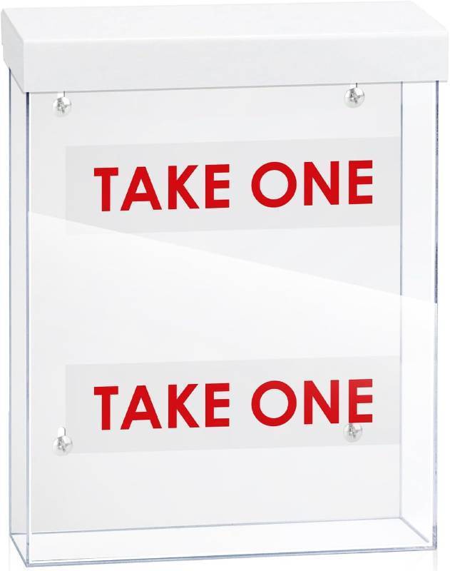 lot 442075 image: 9.1 x 11.6 Outdoor Take One Brochure Holder Waterproof Wall Mount Literature Permit Box with Lid Screws Clear Acrylic Document Holder Fits Letter Size A4 Flyers Booklets Pamphlets (TAKE ONE WHITE)