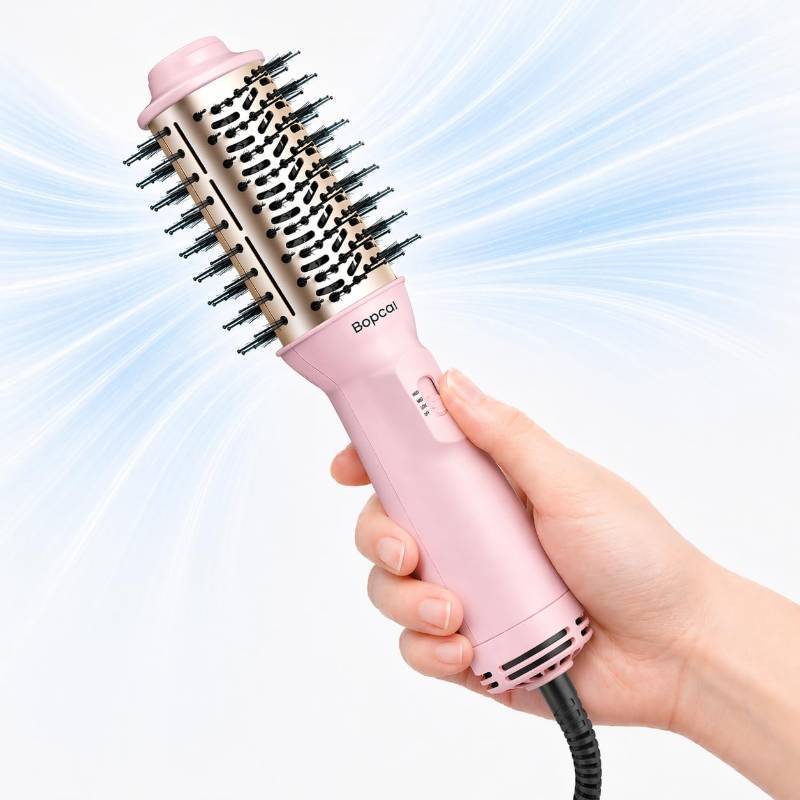 lot 231558 image: Travel Hair Dryer Brush, Dual Voltage 120V-240V Blow Dryer Brush, 2 Inch  4-in-1 Hot Air Styler for Dry, Volumize, Curl & Straighten. Portable Mini Design with EU and UK Plug. Perfect for Travel Use