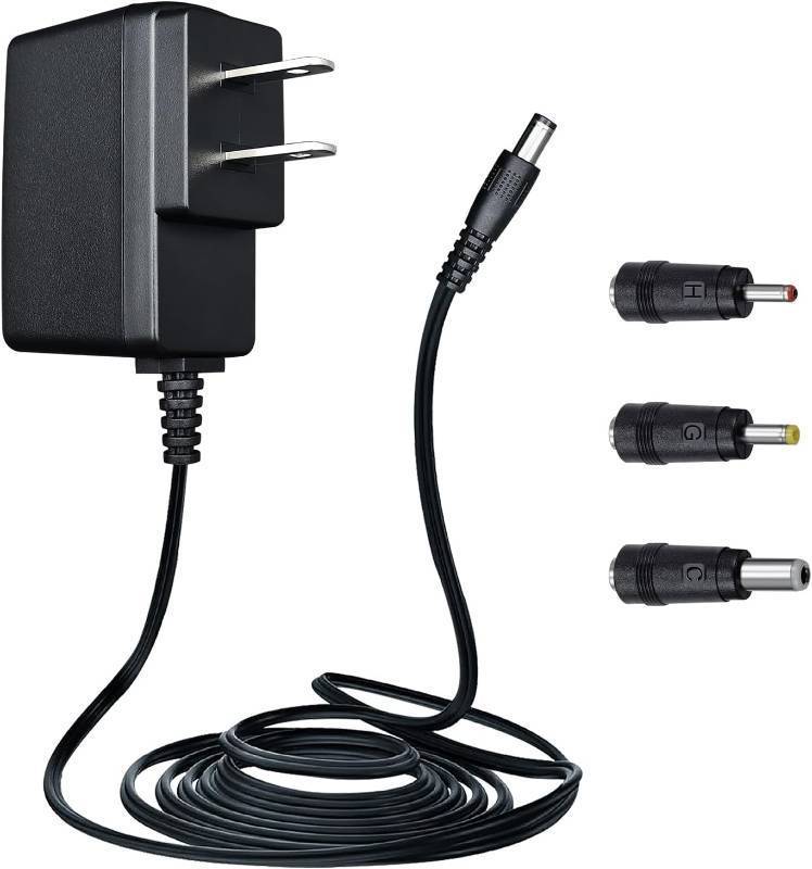 lot 231603 image: UL Listed 12V 0.5A 6ft Power Supply Adapter with 3 Tips, AC to DC 6W 12V 500mA Replacement Power Cord for Security Camera LED Strip Crosley Turntable Router Label Maker Desk Lamp Speaker and More