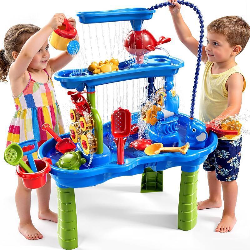 lot 431400 image: Water Table for Toddlers 1-3 3-5, 3-Tier Water Table for Kids with Water Pump, Water and Sand Sensory Table Beach Outdoor Toys for Kids Toddlers Age 3 4 5 6 7 8 Boys Girls