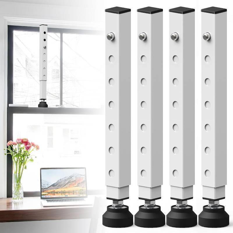 lot 421526 image: 4 Pack Small Window Security Bars Adjustable 11-18, Short Sliding Window Lock Bar for Small Windows, Child Safety & Anti-Theft Window Bar with Rubber Base for Bathroom & Basement Windows - White
