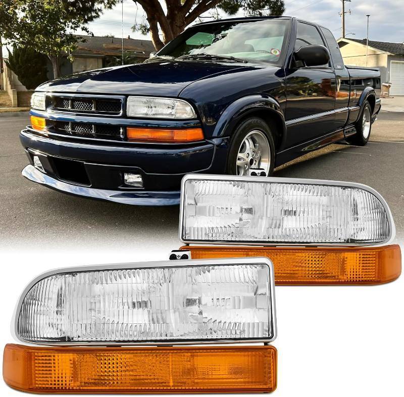 lot 261485 image: 4PCS Headlight Assembly Set For 1998 1999 2000 2001 2002 2003 2004 Chevrolet S10 ZR2 Base LS Extended Cab Pickup1998-2005 Chevy Blazer LS Base Truck Replacement Headlamp OE STYLE(LH&RH)