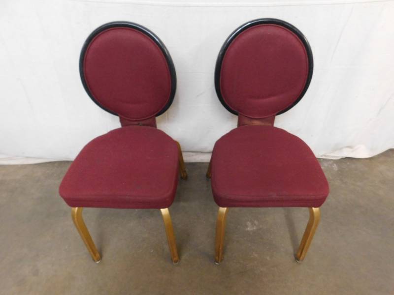 lot 722E image: 2 Metal Frame with Cloth Seat Dining Height Chairs