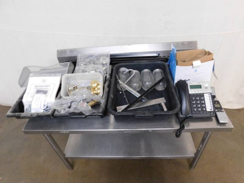 lot 585 image: Door Hardware, 2-Line Speaker Phone and Metal Shelving
