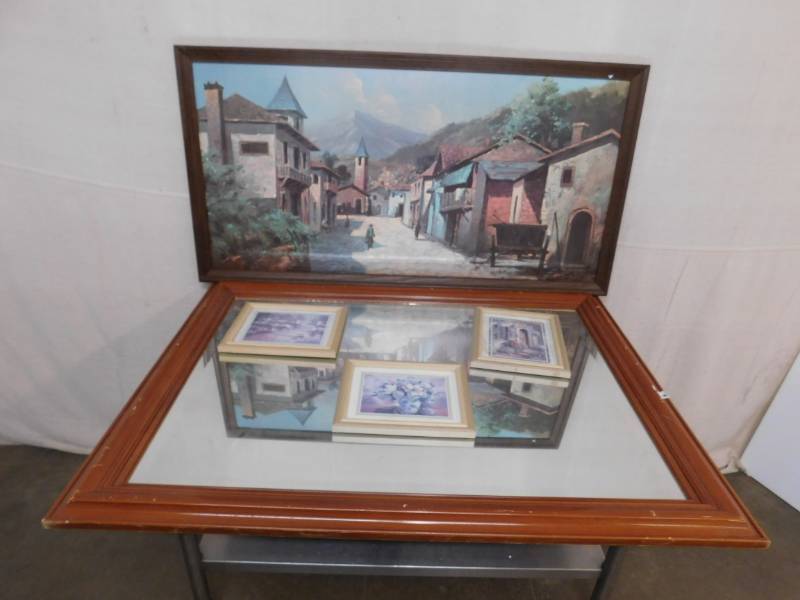 lot 1747 image: Large Mirror and Framed Art Work