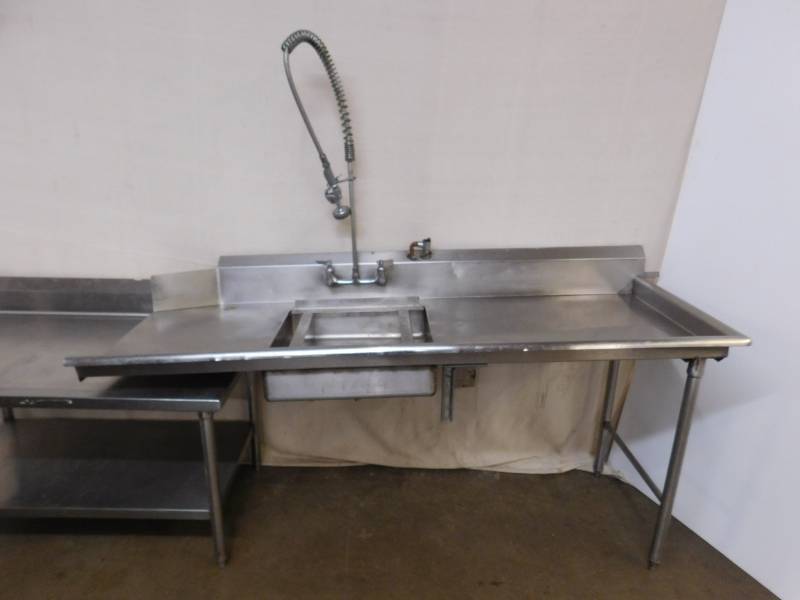 6 Foot Stainless Steel Dirty Side Sink With Spray Down And Faucet