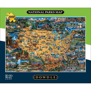 lot 19431 image: Buffalo Games 2000-Piece Dowdle National Parks Map Puzzle