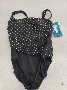 lot 19482 image: Great Lengths Black Polka Dot One-Piece Swimsuit