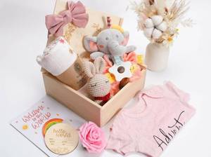 lot 19497 image: Baby Girl Gift Set Box w Plush Toys & Accessories
