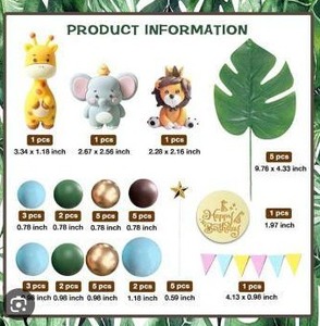 lot 19529 image: 42PCS Jungle Safari Animal Cake Topper Decoration Set