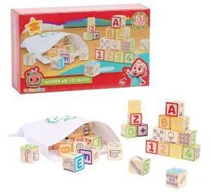 lot 19555 image: CoComelon 51-Piece Classic ABC Wooden Block Set