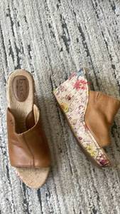 lot 170 image: BOC Mule Clog Shoes Tan Floral Print size 10&nbsp