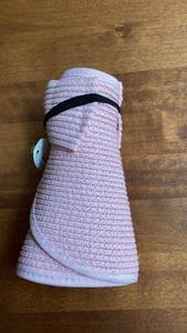lot 173 image: Pink Straw Visor with Black Headband and Adjustable Closure -&nbsp