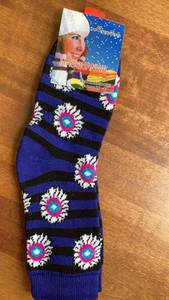 lot 186 image: Maoquanwa Thermal Socks Blue Black Striped Flower Pattern Size 36-41 -&nbsp