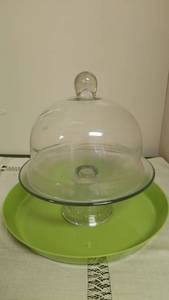 lot 208 image: Glass Cake Stand Dome Cover  -