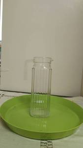 lot 210 image: Glass Pitcher with Ribbed Design and Handle -&nbsp