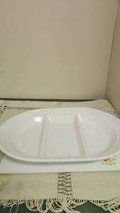 lot 225 image: White Divided Serving Platter with Rope Border -
