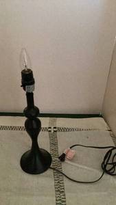 lot 262 image: Black Table Lamp with Clear Candelabra Bulb -&nbsp