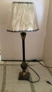 lot 264 image: Table Lamp with Cream Shade and Ornamental Base -&nbsp