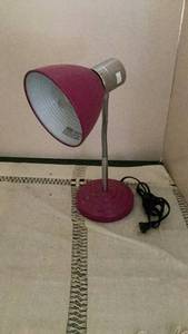 lot 265 image: Desk Lamp with Burgundy Shade and Gooseneck Arm -&nbsp