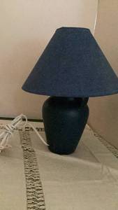 lot 266 image: Dark Blue Table Lamp with Cone Shade -&nbsp