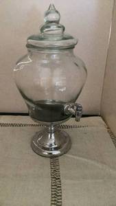 Glass Beverage Dispenser with Spigot and Pedestal Base -