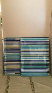 lot 276 image: Striped Rectangular Serving Trays Set of 2&nbsp