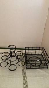 lot 293 image: Metal Basket and Coaster Holder Set&nbsp
