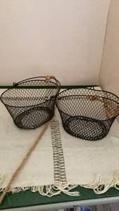 lot 295 image: 2 Metal Mesh Baskets with Handles -&nbsp