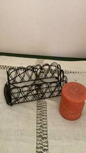 lot 296 image: Wire Mesh Cylindrical Basket with Handle -