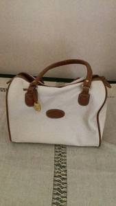 lot 308 image: Cream and Brown Handbag with Handles -&nbsp