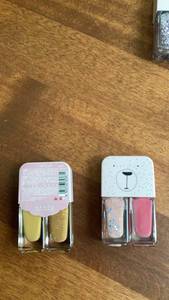 lot 345 image: Nail Polish Lot 2 Sets Dual Bottle Yellow Pink Glitter -