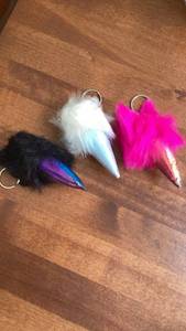 lot 353 image: Fuzzy Keychain Charms with Metal Rings 3-Pack -
