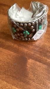 lot 360 image: Studded Cuff Bracelet with Cross Charms Black Green -&nbsp