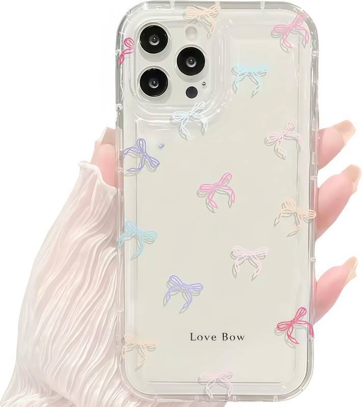 lot 65945 image: Cases for iPhone 11, Cute Ribbon Bow Tie Design Clear Soft Bumper Protective Phone Cover for Women Girls