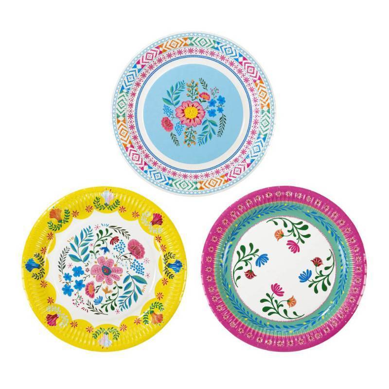 lot 67479 image: Talking Tables - Boho Mix Floral 24-Ct. Paper Plate Set 2PACK