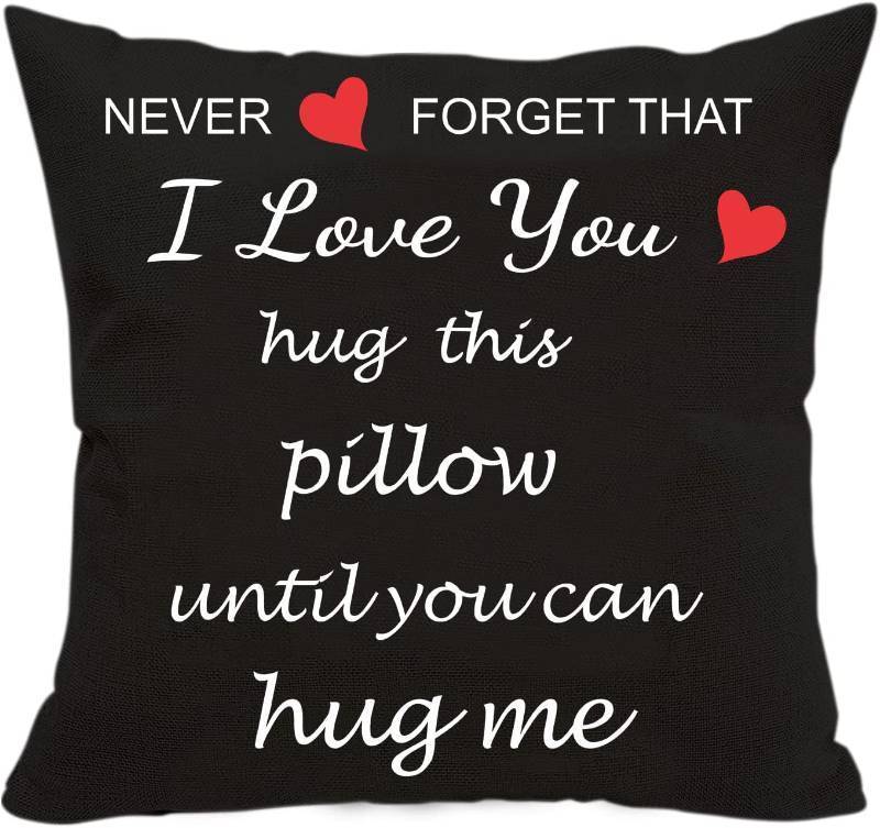 lot 67552 image: Anrkets Two Sided Printing Lover Pillow Cover I Love You Hug This Pillow Until You Can Hug Me, Valentines Day Birthday Gifts for Girlfriend Cotton Linen Square Decorative Waist Pillowcase 18x 18