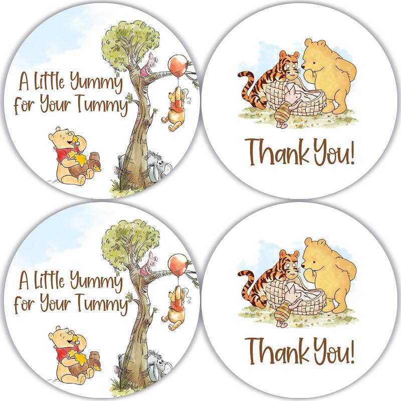 lot 67608 image: 80Pcs A Little Yummy for Your Tummy Honey Jar Stickers Thank You Labels, Bee Gender Reveal Stickers Decorations, Shower Sticker Birthday Party Decorations, 2 Inch