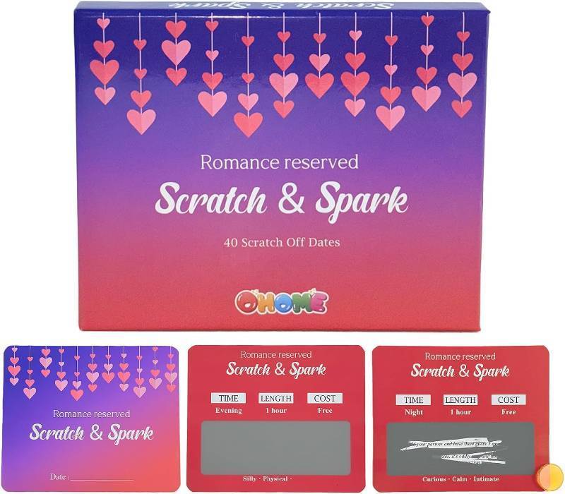 lot 67612 image: OHOME 40 Scratch Off Date Card - Birthday Gifts for Him Her - Boyfriend Girlfriend Couples,Anniversary,Wedding Engagement,Bridal Shower,Stocking Stuffers,Travel Essentials