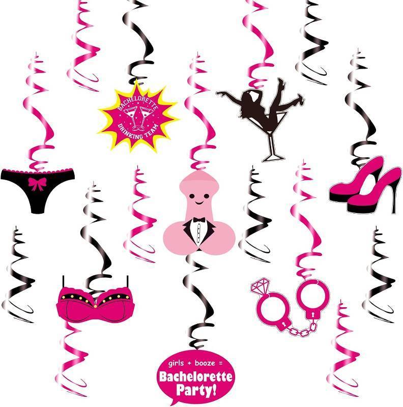 lot 67631 image: Swirls & Cutouts Bachelorette Party Hanging Swirls Bachelorette Ceiling Swirls Decorations for Bachelorette Party Bridal Shower Hen Party Bride to Be Party Supplies