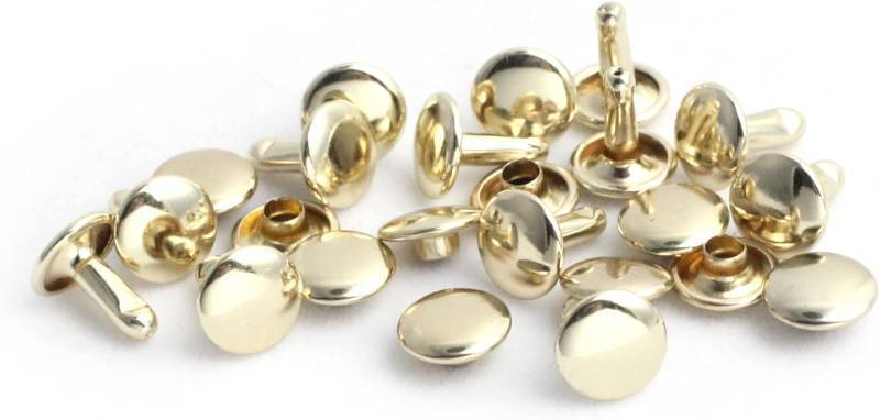 lot 67635 image: 9mm Rainbow Double Cap Rivets,Metal Button Round Rose Gold Rapid Rivet,Rivet Studs for Purse Bags Handbags Shoes Belts Leather Craft DIY (Gold)