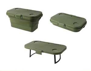 lot 66706 image: Outdoor Camping Portable Collapsible Picnic Basket and Table GREEN