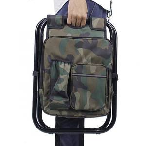 lot 66717 image: Folding Stool Insulated Cooler Bag Backpack Chair Beach Fishing Camping Hiking CAMO